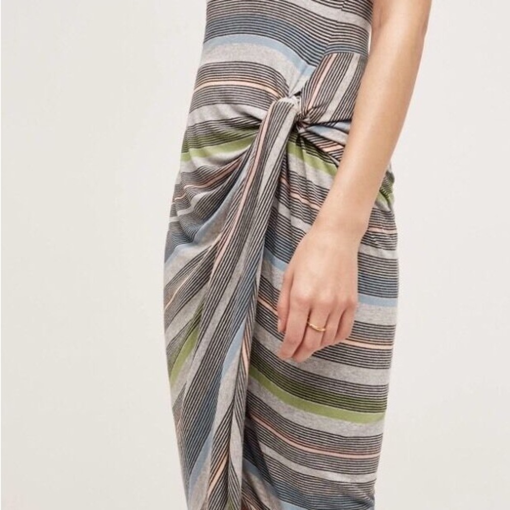 Anthropologie Draped Body con Bailey 44 Striped Sleeveless Midi Dress